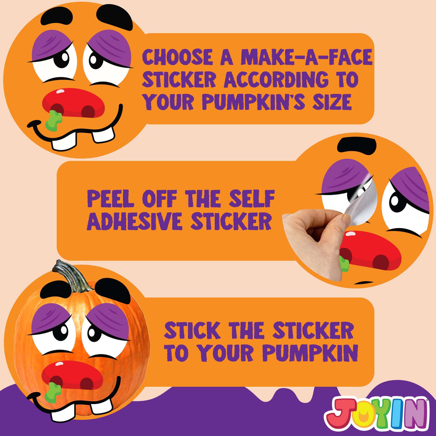 SYNCFUN 40 Pcs Halloween Stickers Pumpkin Decorations Kit with 12 Designs,Pumpkin Face Stickers for Halloween Party Supplies Games,Halloween Crafts for Kids