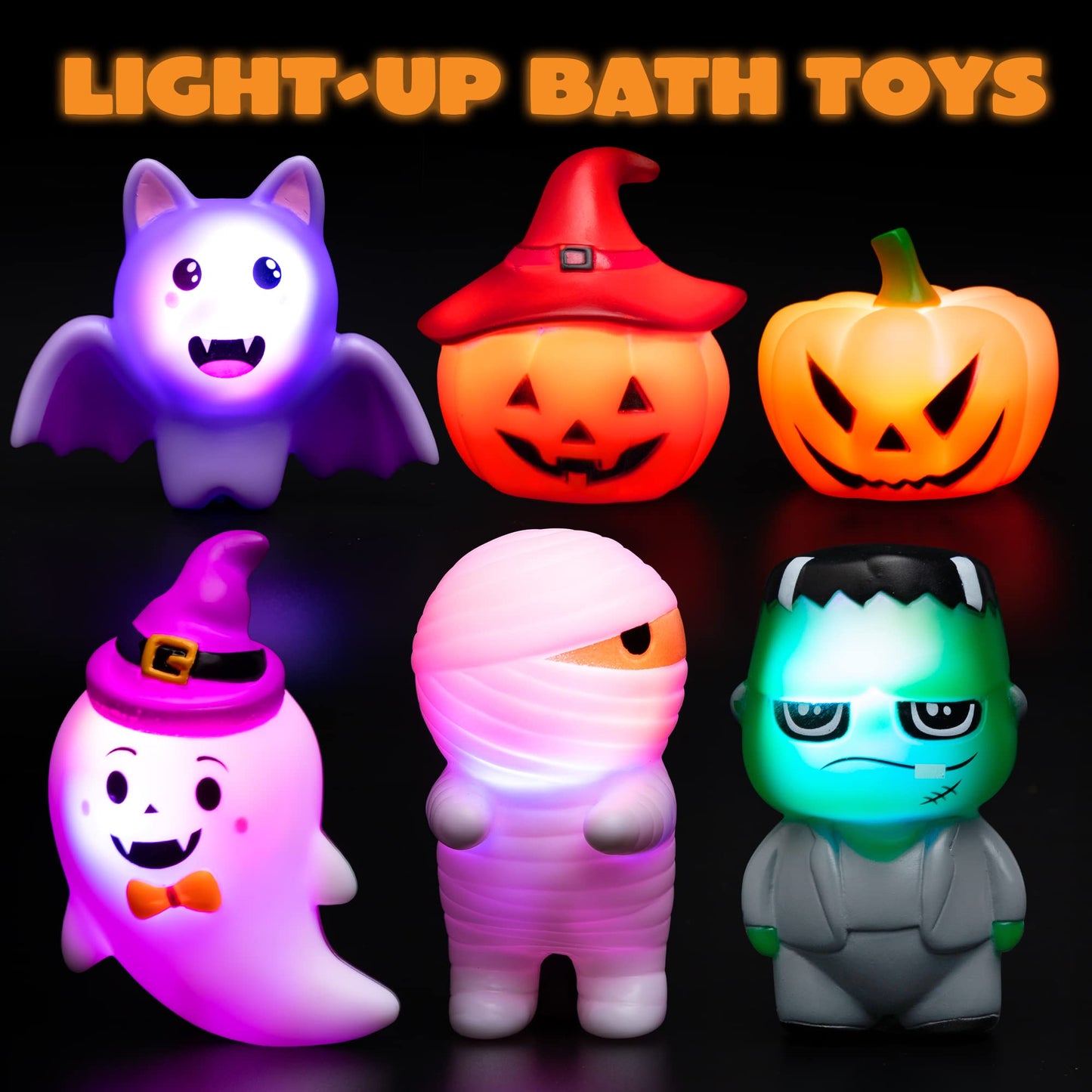 Syncfun 6 Pcs Halloween Bath Toys,Light Up Bathtub Toys Led Halloween Toys for Baby Toddler Kids,Halloween Toys for Treat Bags