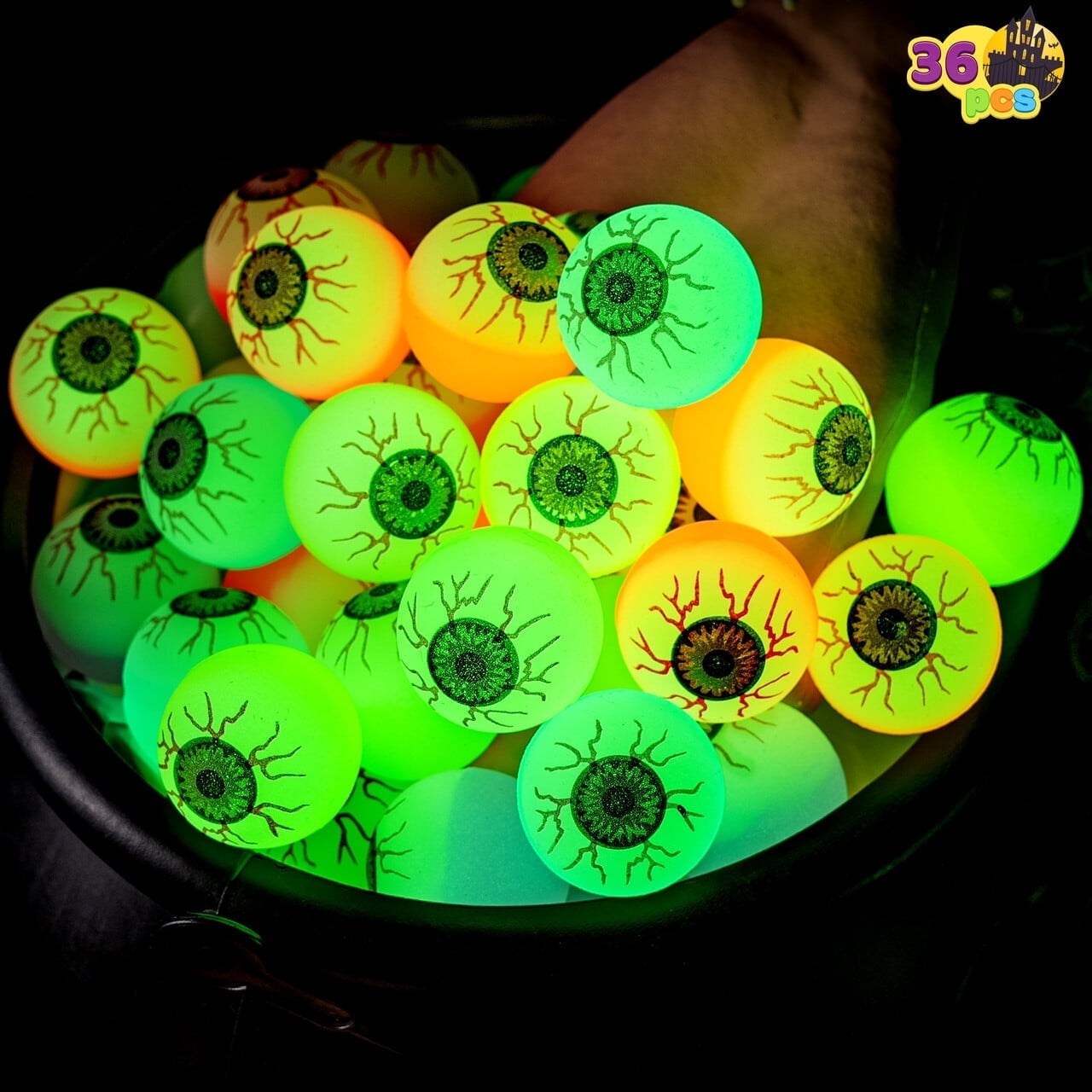 Joyfy 36 Pcs Halloween Bouncy Balls,Glow in The Dark Bouncy Balls Halloween Toys for Kids,for Trick or Treaters,Halloween Goodies,Halloween Party Favors