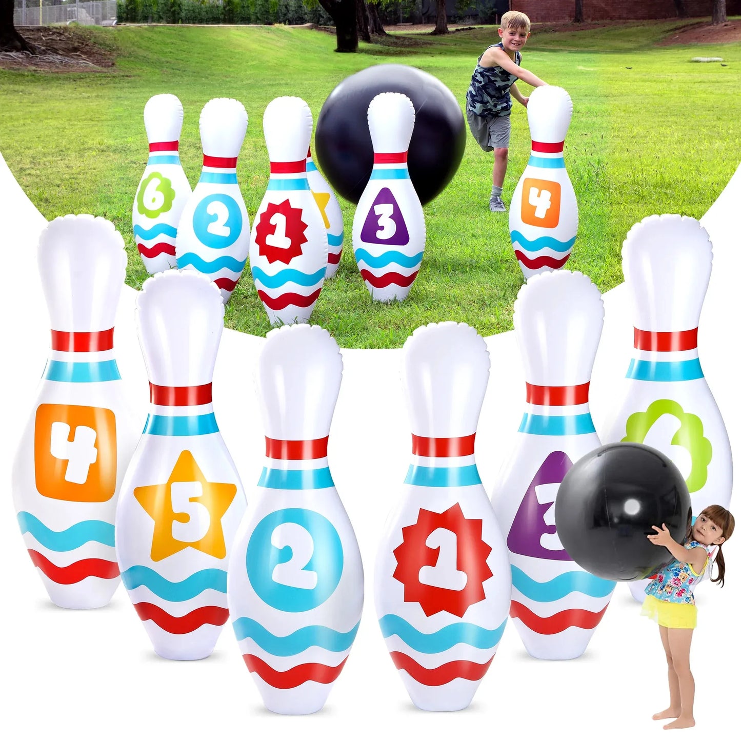 Joyfy Giant Inflatable Bowling Set for Kids and Adults, Christmas Birthday Party Games, Kids Education Motor Skills Toys