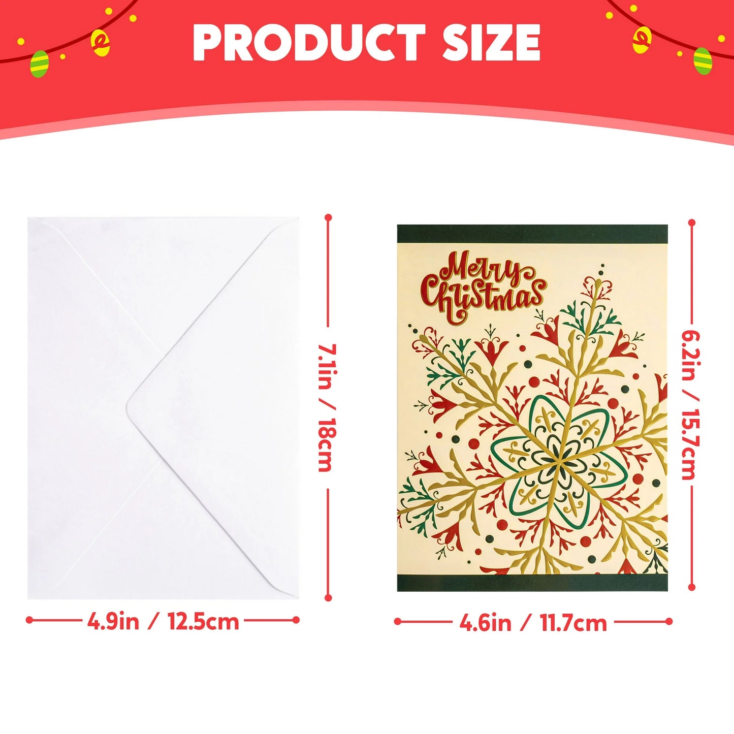 Joyfy 30 Packs Holiday Christmas Greeting Cards with Envelopes 6.25” x 4.6" for Winter Christmas Cards, present Giving, Xmas Gifts Cards