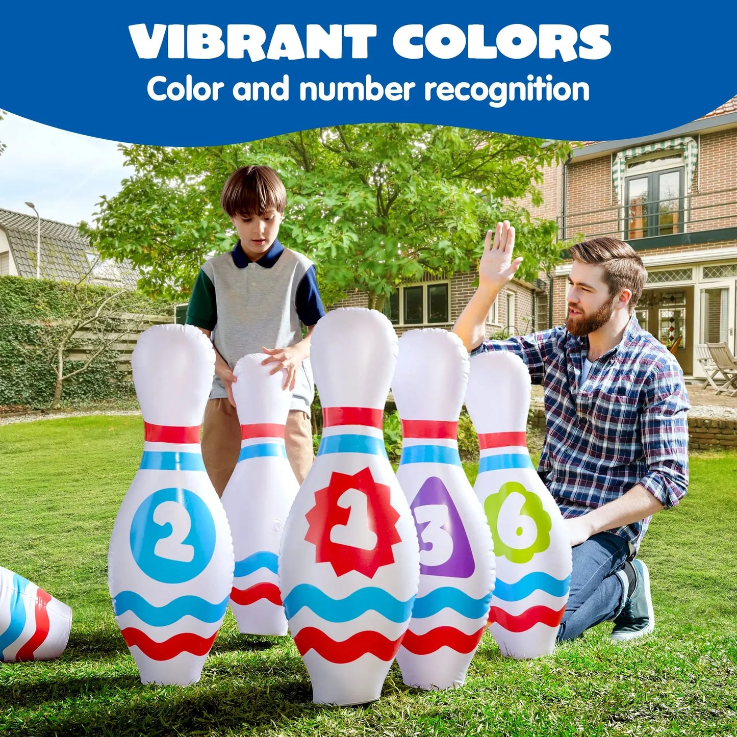 Joyfy Giant Inflatable Bowling Set for Kids and Adults, Christmas Birthday Party Games, Kids Education Motor Skills Toys