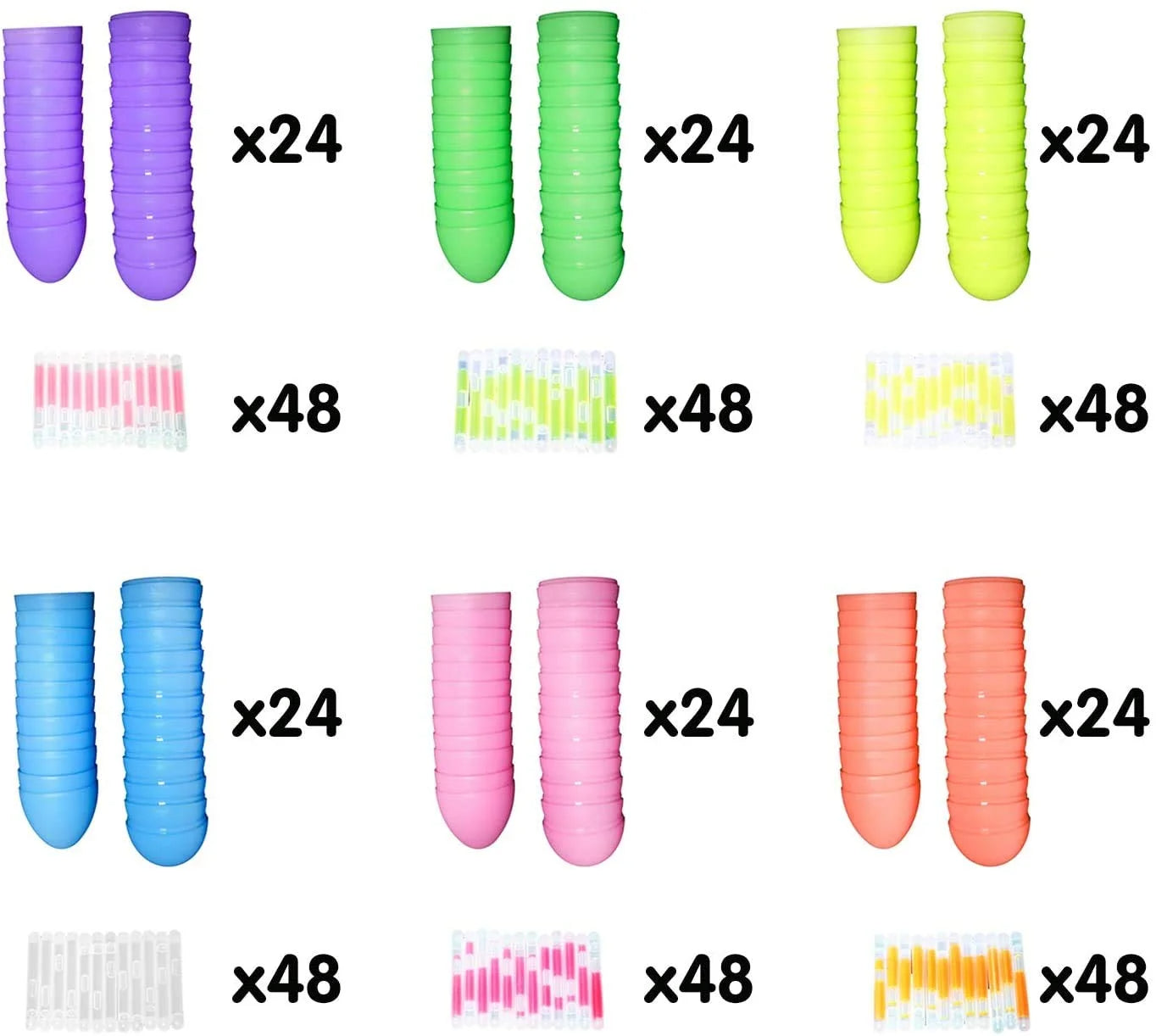 144 Easter Glow Eggs & 288 Mini Glow Sticks, Glow-in-the-dark Easter Basket Stuffing Gifts for Kids