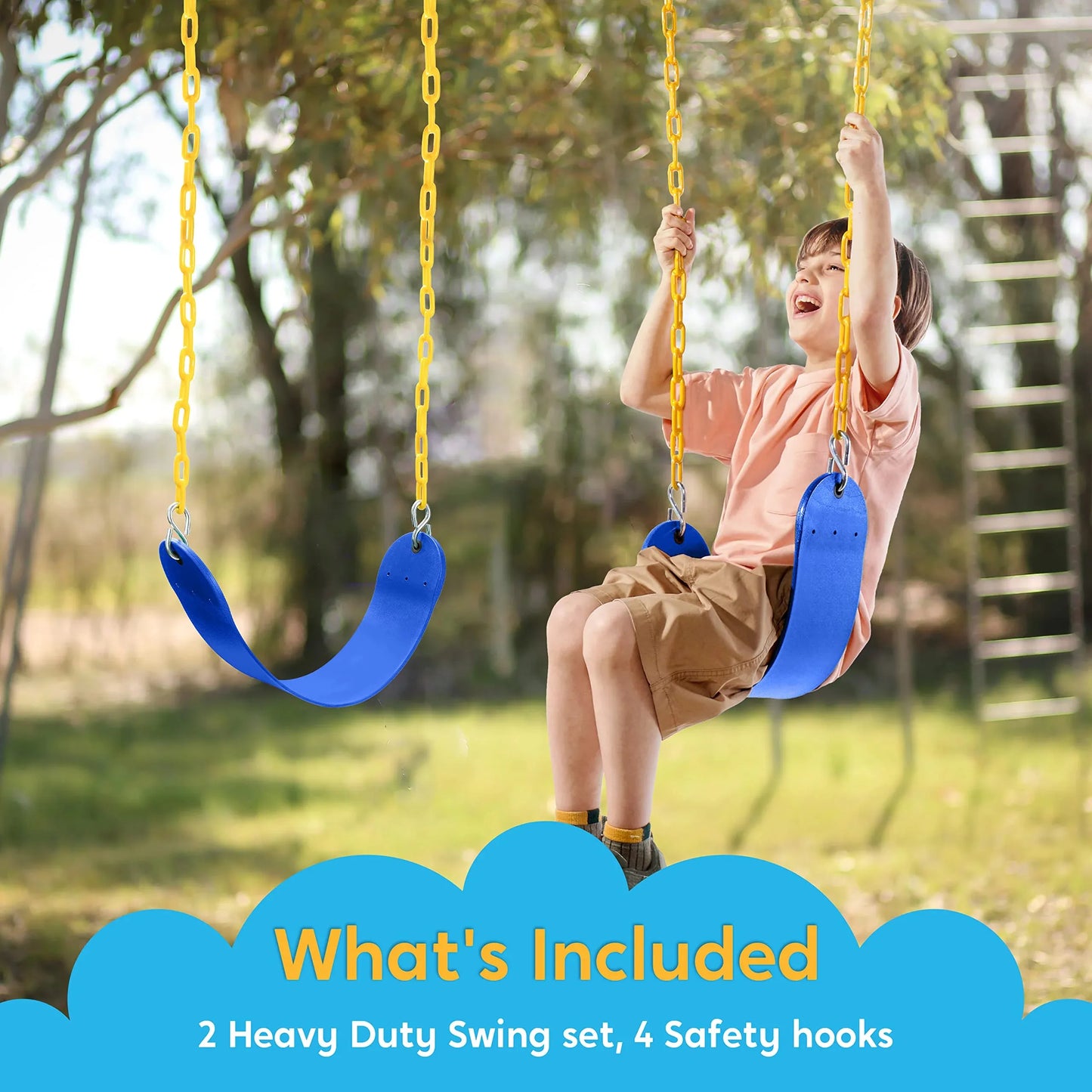Syncfun 2 Pack Swing Sets For Backyard, Outdoor Swing Set Accessories For Adult, With 66" Heavy Duty Chains For Playground