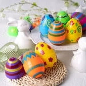 JOYFY 24 PCS 3.15" Printed Easter Eggs Refillable,Colorful Plastic Eggs in Bulk for Easter Hunts,Classroom Prize Supplies Party Favors