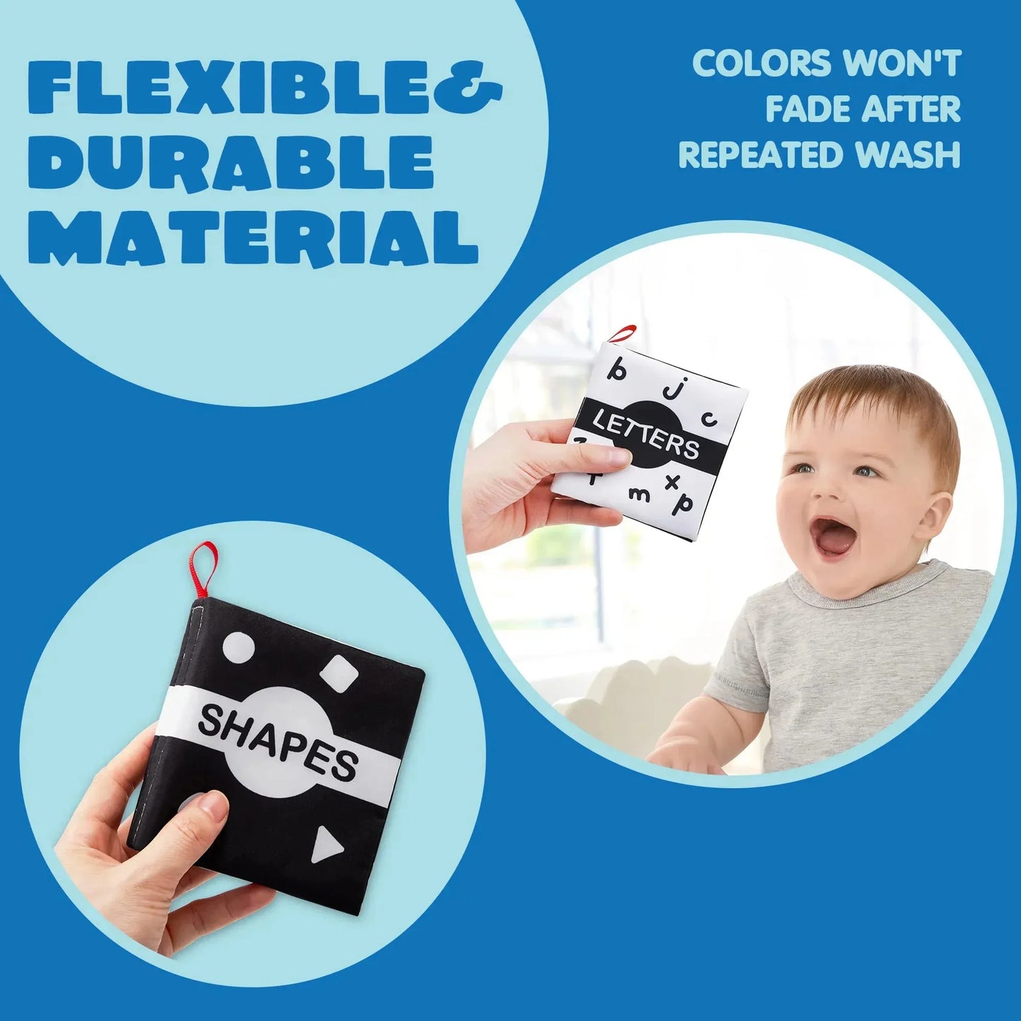 Syncfun 8 Pcs Baby Bath Toys, Nontoxic Fabric Waterproof Newborn Toys, Infant Early Education First Toys for Toddlers Kids Birthday Gifts