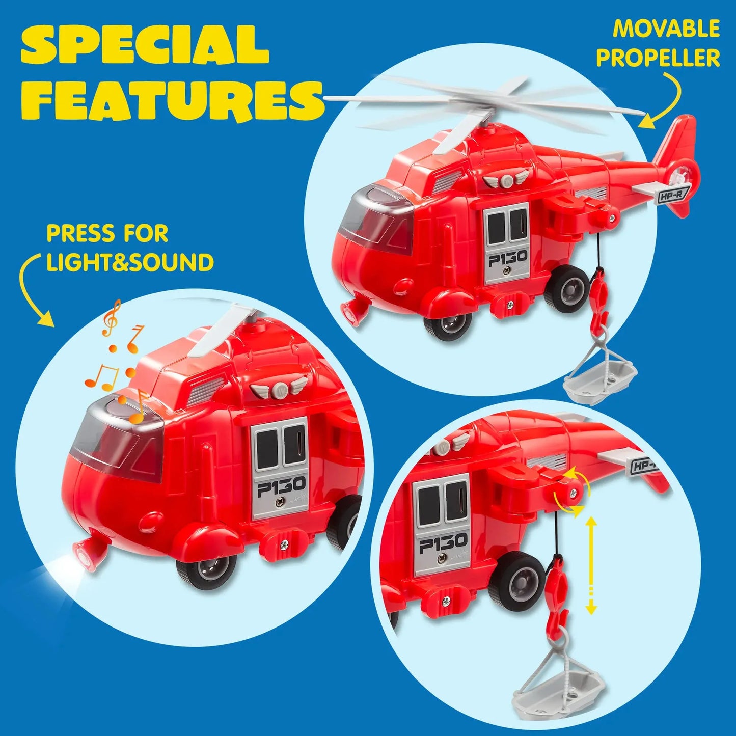 Joyfy Toddlers Play Vehicles Toy, 3 Pack Emergency Rescue Car Vehicles with Light and Sound, Friction Powered Toy for Kids 2 3 4 5 6 Year Old Boys Girls