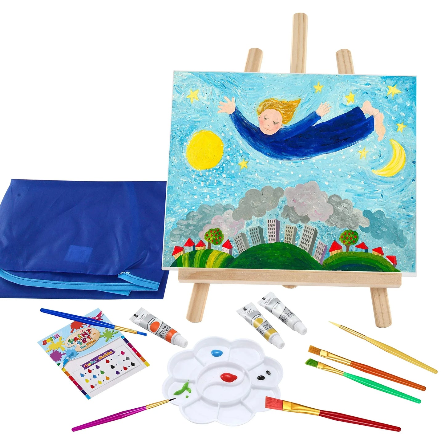 Syncfun 48 Pieces Art Painting Kits For Kids, Kids Painting Activities for Toddlers With 12 Paint Brushes, 10 Painting Canvas and 18 Acrylic Painting Colors, Gifts for Boys Girls