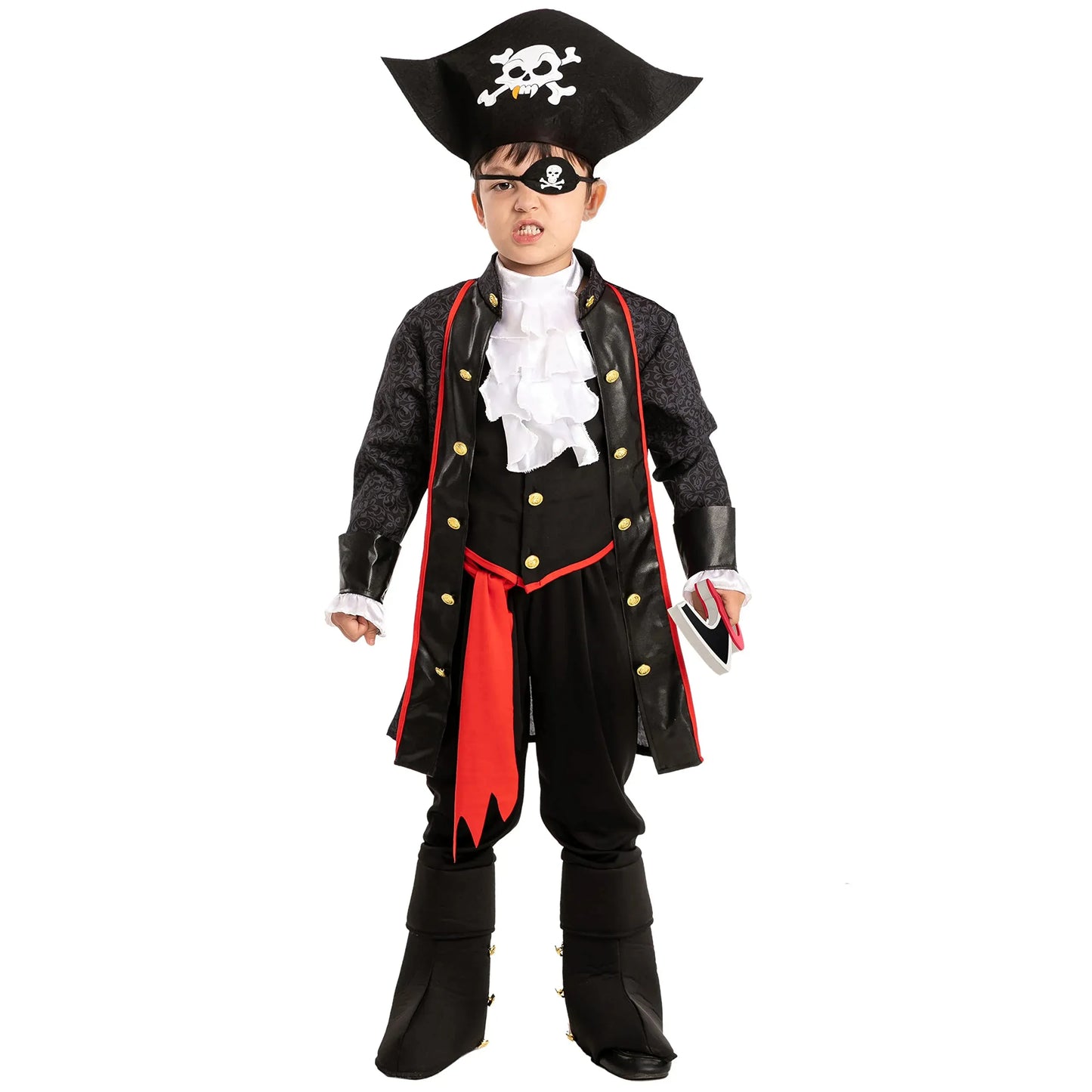 Syncfun Pirate Costume for Kids, Boy Captain Pirate Costume for Halloween Pirate Themed Party Cosplay Dress Up