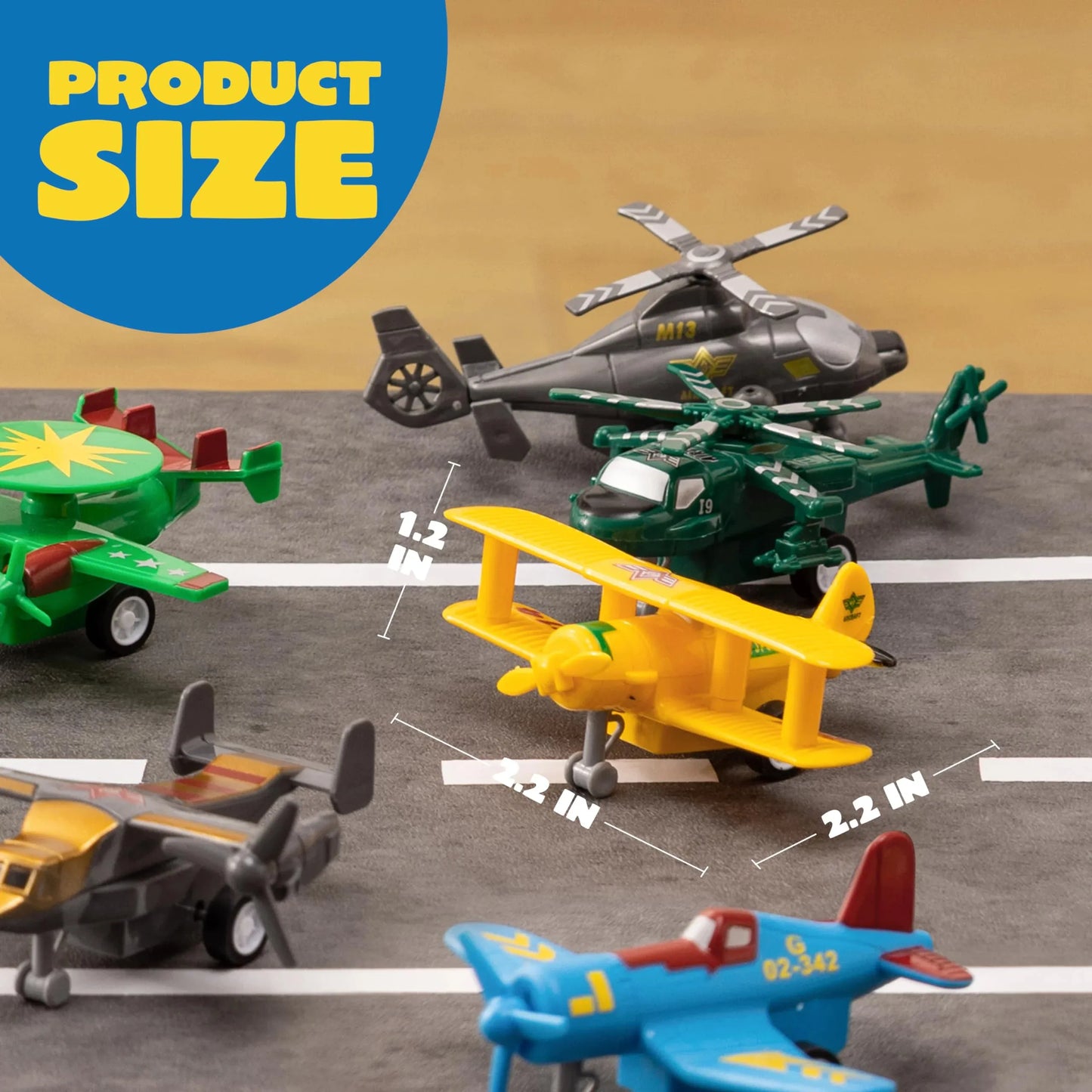 Syncfun 16 Pcs Airplane Toys for Toddlers 1-3, Mini Car Party Favors, Pull Back Plane Playset Including Helicopter, Fighter Jet, Bomber, Biplane, Gifts for Kids