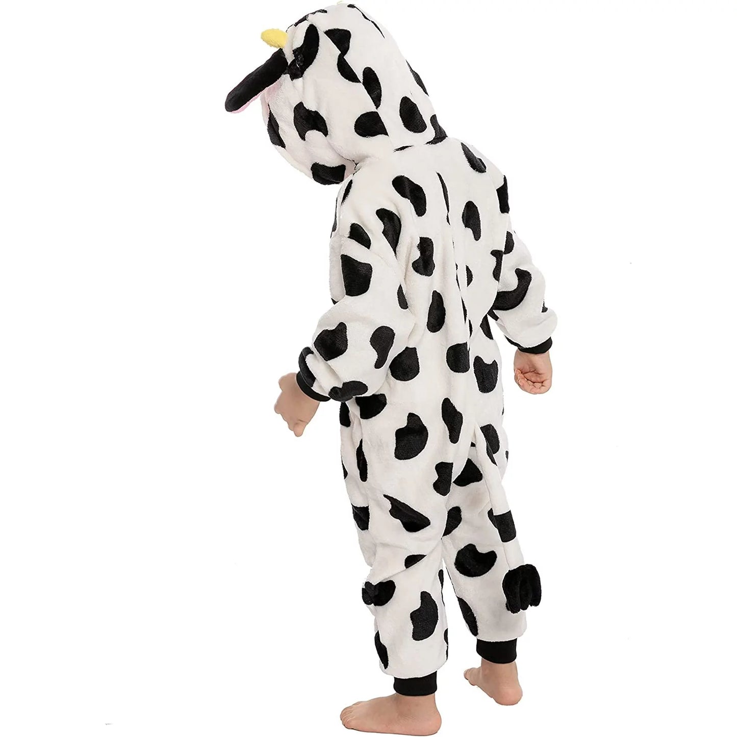 Spooktacular Creations Baby Cow Costume Pajama Hooded, Romper Plush for Toddler Cow Halloween Animal Dress Up (12-18 months)