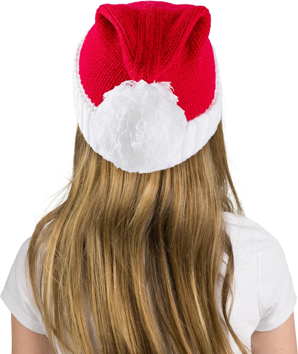 Joyfy Santa Hats Kids Christmas Hat Elf Xmas Party Hat Red Knitted Beanie Hat for Kids Boys,Girls