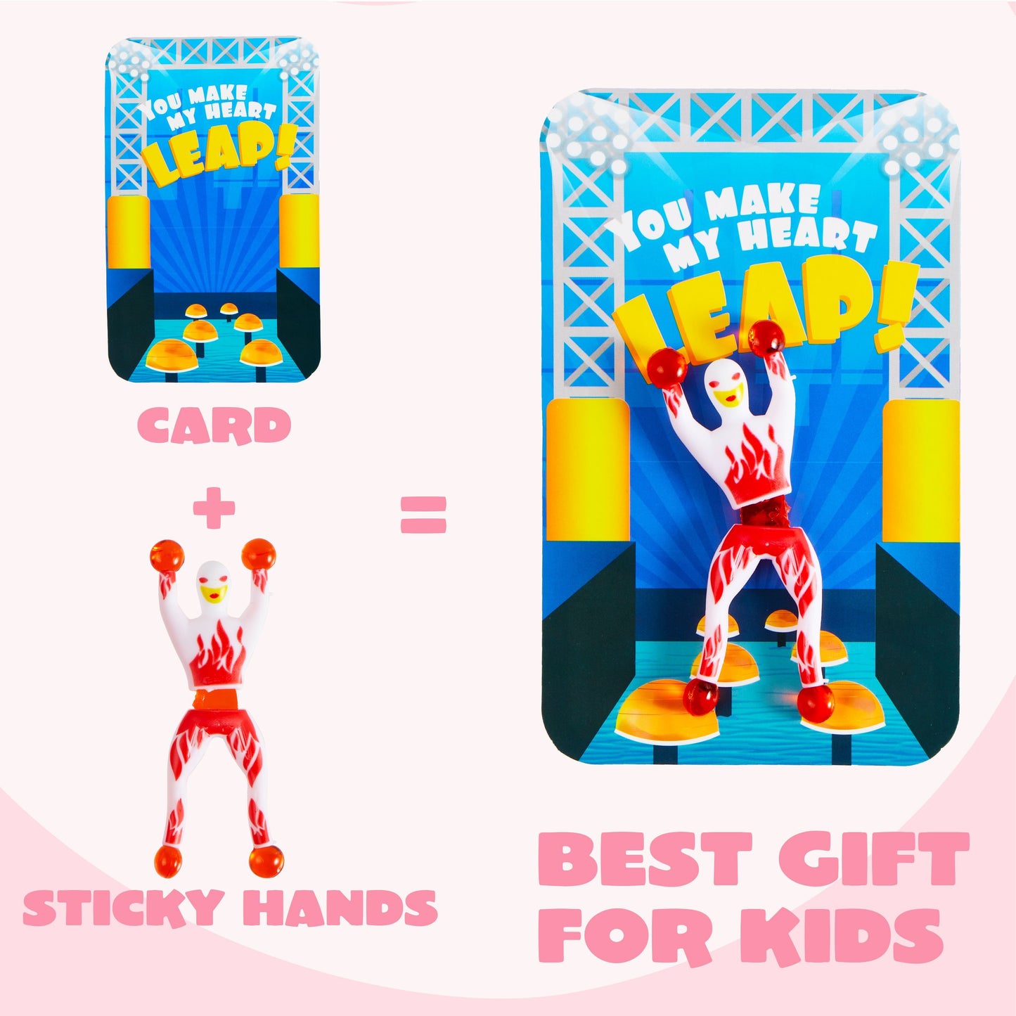 28 Pack Valentine's Day Ninja Sticky Man with Cards, Classroom Exchange Gift for Kids, Classroom and Holiday Reward Prizes, Valentine’s Party Favors, Ninja Sticky Man Toys
