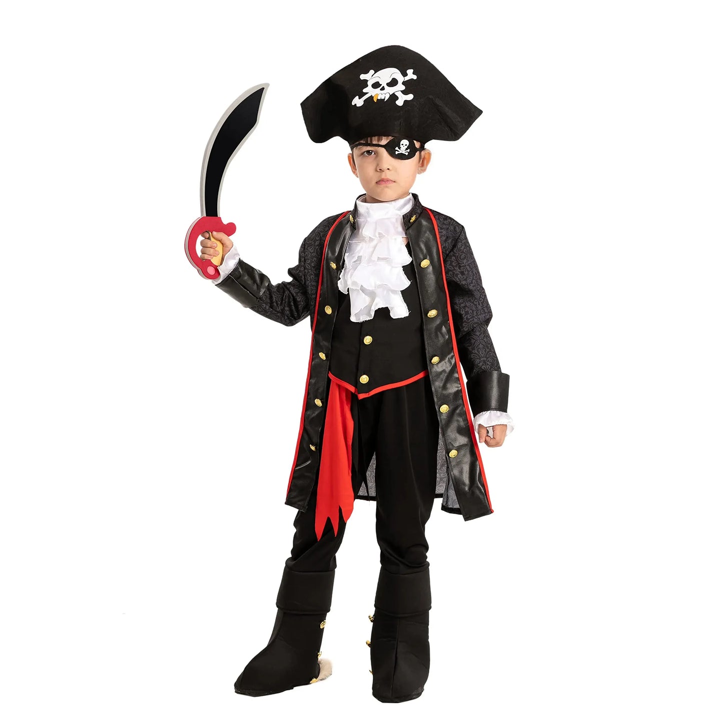Syncfun Pirate Costume for Kids, Boy Captain Pirate Costume for Halloween Pirate Themed Party Cosplay Dress Up