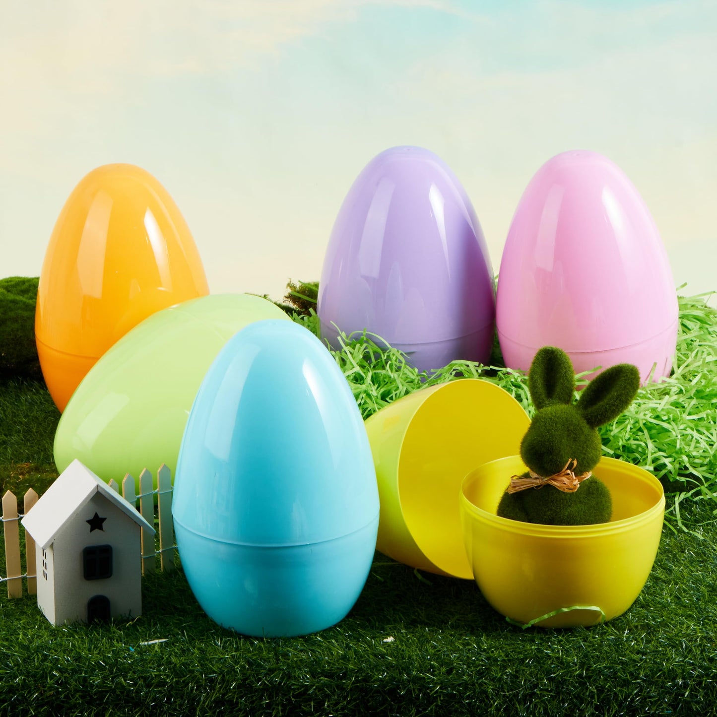 6 Pieces Giant Easter Eggs, 10 Inch Large Plastic Eggs Stuffable, Giant Easter Eggs for Easter Egg Hunting Supplies