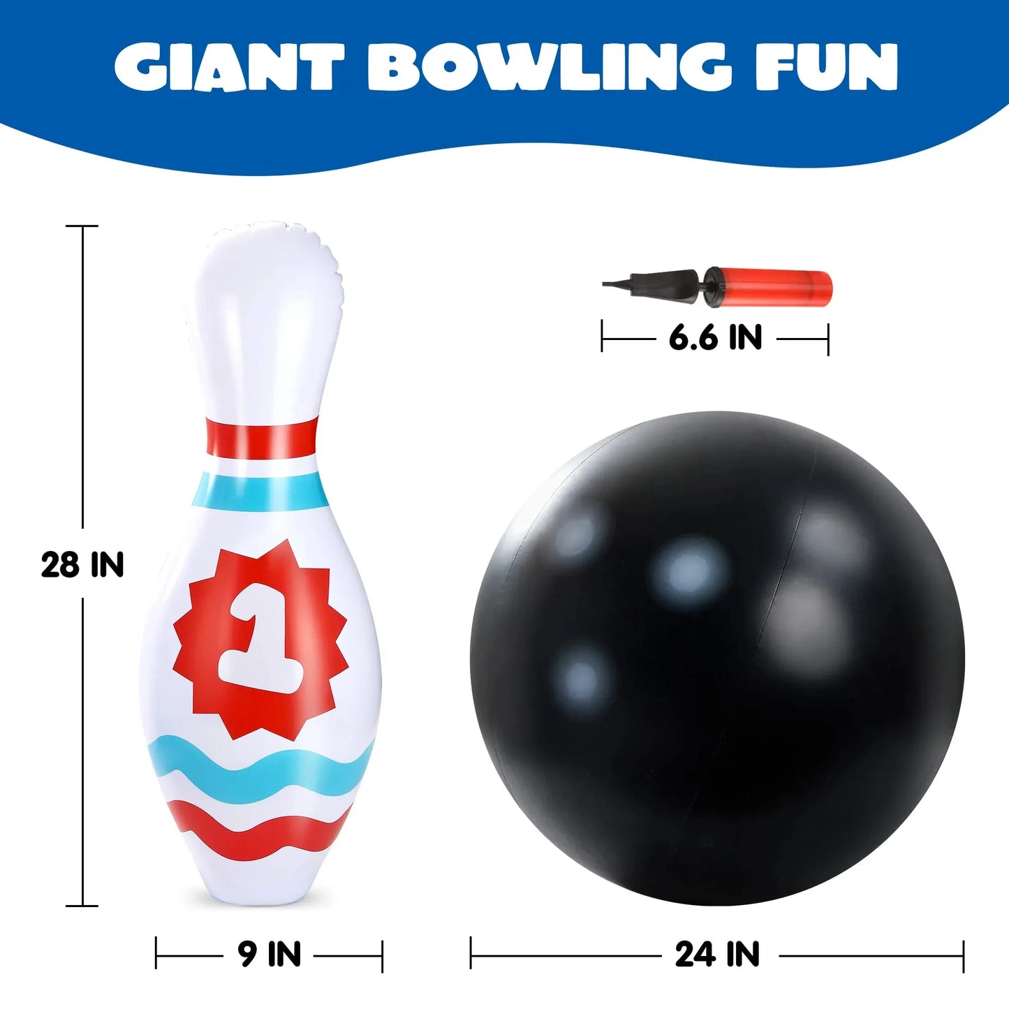 Joyfy Giant Inflatable Bowling Set for Kids and Adults, Christmas Birthday Party Games, Kids Education Motor Skills Toys