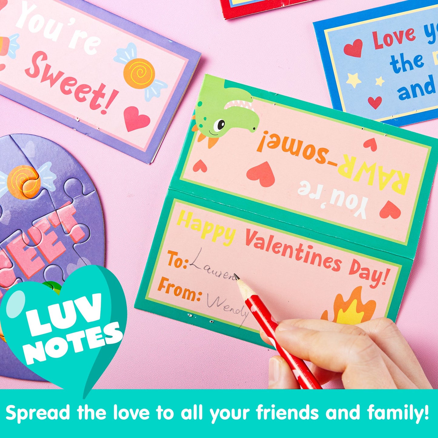 28 Pack Valentine's Day Gift Cards with Heart Jigsaw Puzzle Set for Valentine's Classroom Exchange Prizes Valentine Party Favor Toys