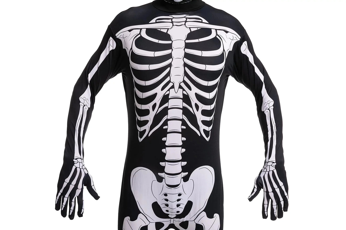 Syncfun Skeleton Bodysuit Halloween Men Costume with Hood for Adults Halloween Themed Parties Role Playing Cosplay