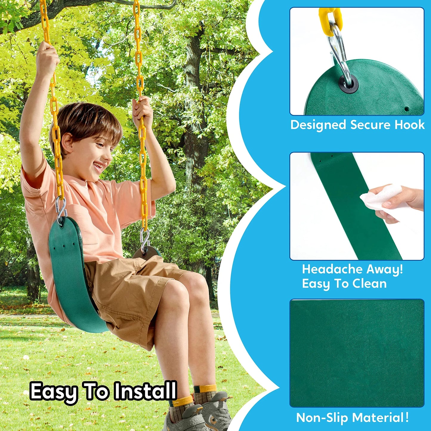 Syncfun Kids Swing Sets For Backyard, Metal Replacement Swings, Heavy Duty Swingset Accessories Outdoor For Playground, Trees