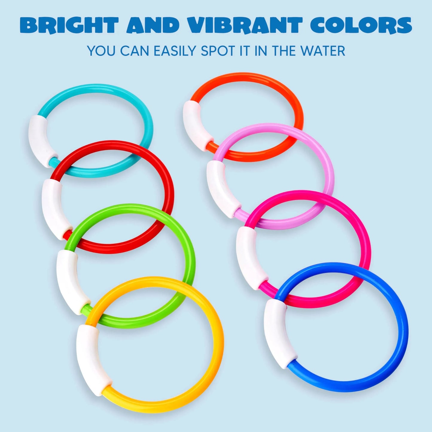 Syncfun 8 Pcs Dive Rings Pool Toys, Colorful Underwater Training Pool Diving Rings, Swimming Pool Dive Ring Toy for Kids Gifts Summer Swim Water Fun Pool Games