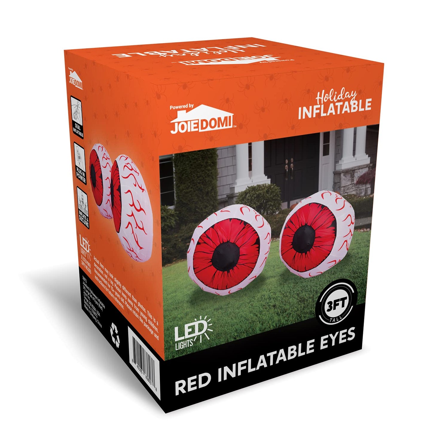 Syncfun 2 Pack Halloween Inflatable Huge Red Eyeballs with Build-in LEDs Halloween Blow up Yard Decorations,3 FT Diameter