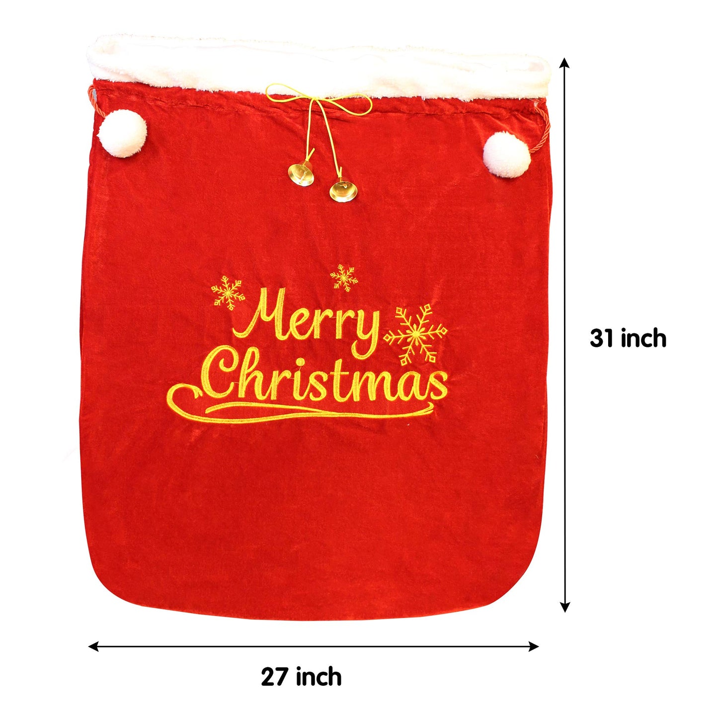 Joyfy Christmas Gift Bag 31" x 27" Santa Sack with Cord Drawstring for Indoor Xmas Give Decoration, Holiday Gift Decoration, Giant Presents Gifts Wrap