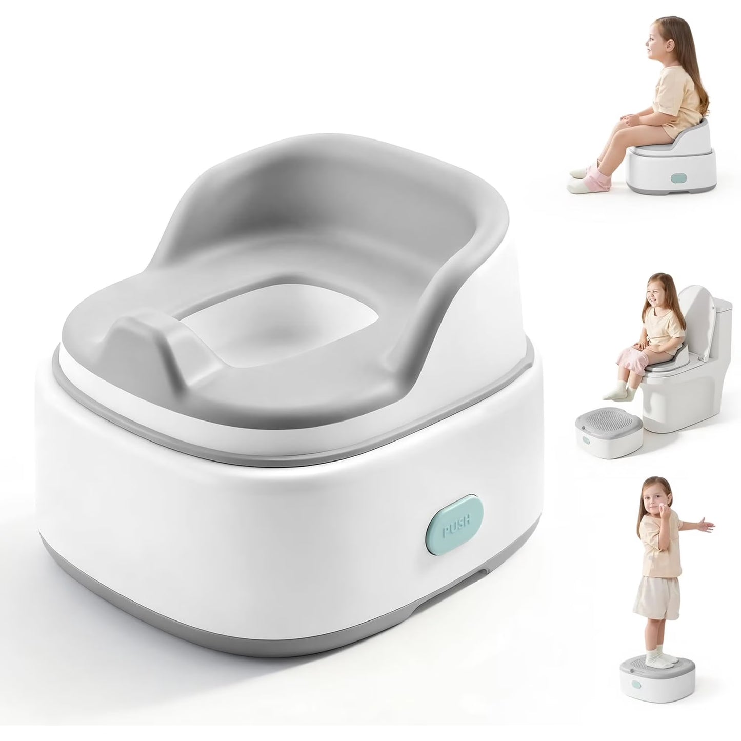 lalalark 3-in-1 Potty Trainer for Toddlers, Portable Baby Potty Seat with Splash Guard & Step Stool