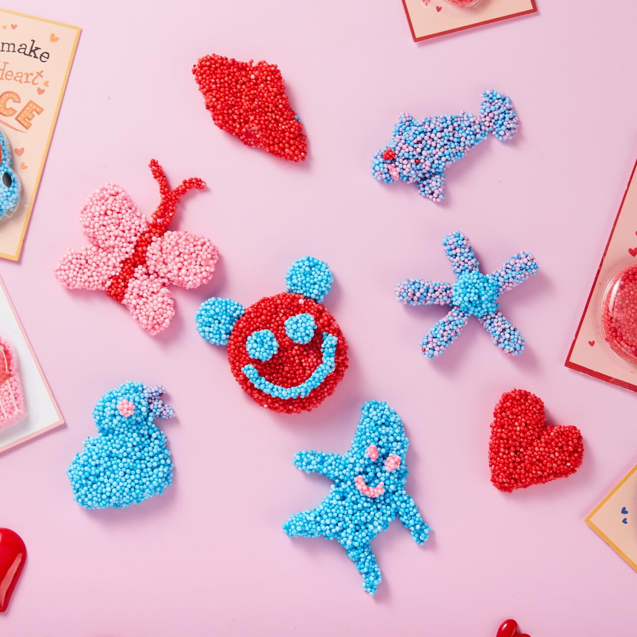 12 Pcs Valentines Foam Squishy Toys for Kids, Fun Gifts Stress Relief Fidget Toys for Valentine Party Favors, School Class Exchange Cards