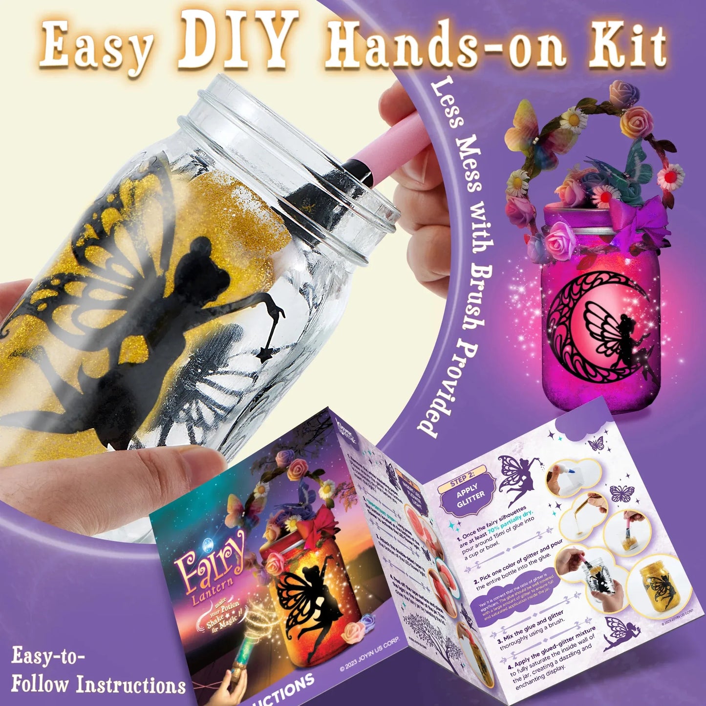 Klever Kits Fairy Lantern Craft Kit, 2-in-1 Moon Lamps Arts and Crafts for Kids, Birthday Halloween Gifts for Girls Age 6 up
