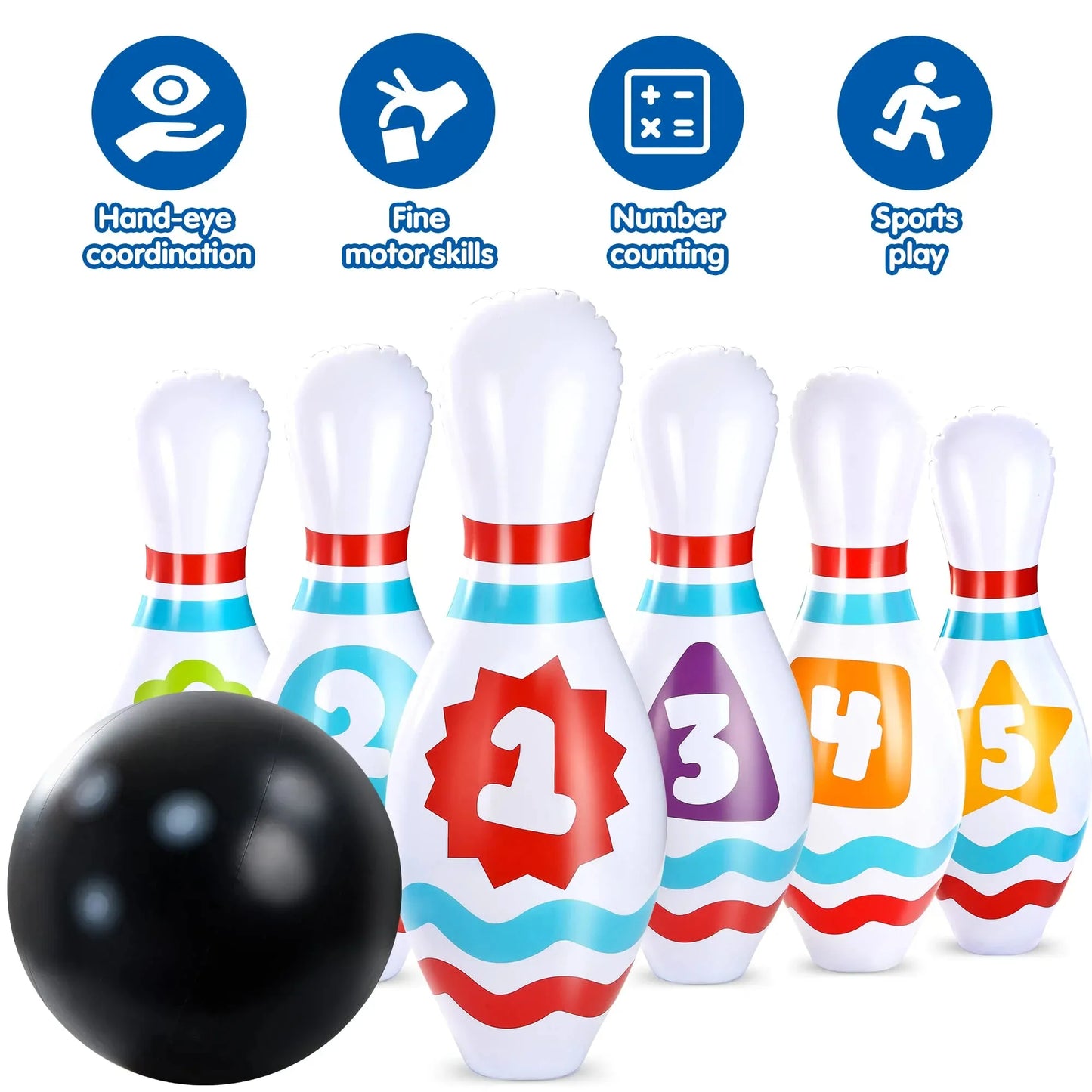 Joyfy Giant Inflatable Bowling Set for Kids and Adults, Christmas Birthday Party Games, Kids Education Motor Skills Toys