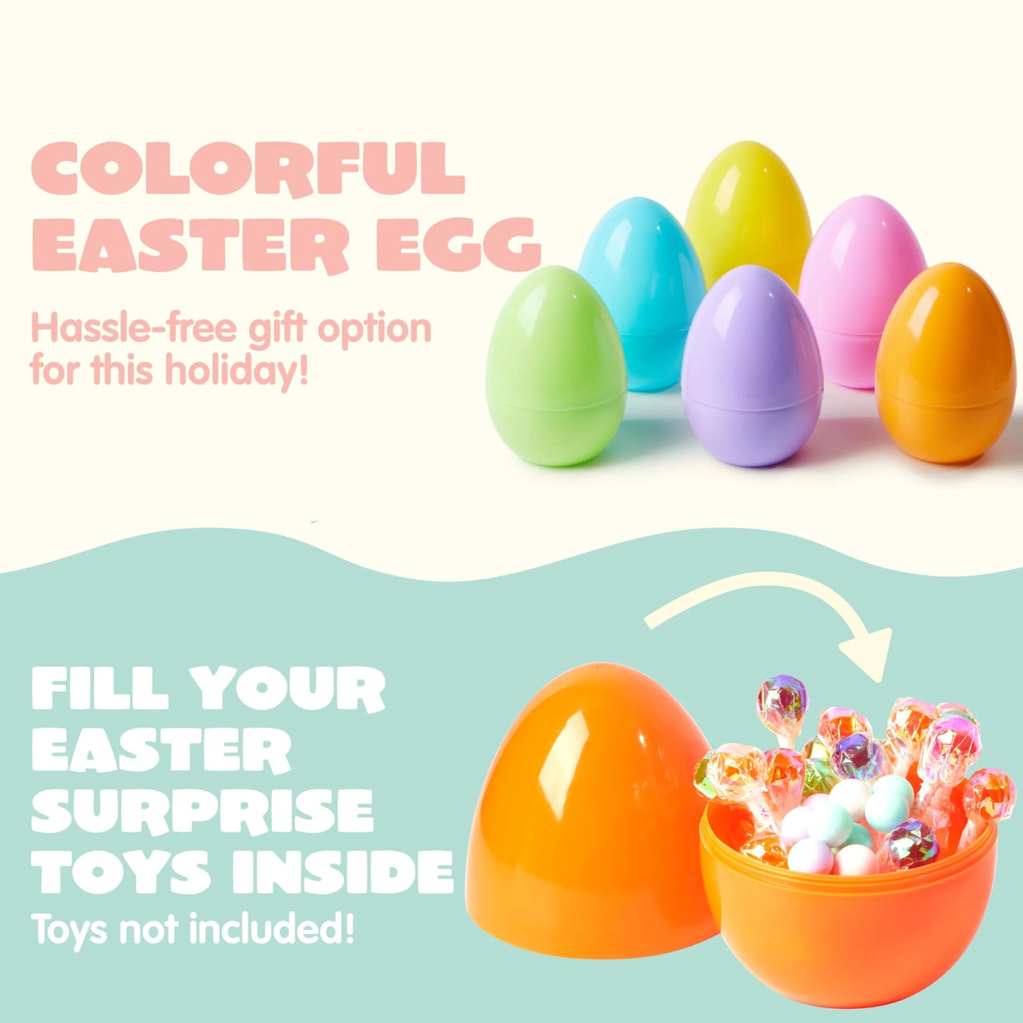 6 Pack Giant Pastel Easter Eggs, 6 Inch Plastic Eggs, Fillabl