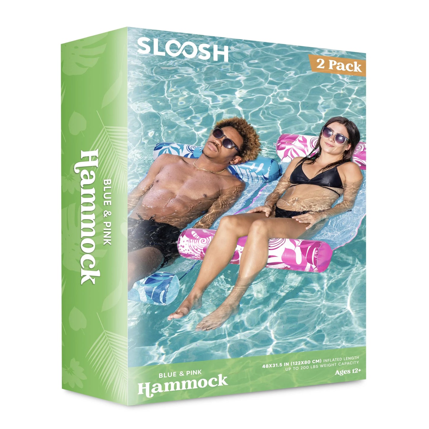 2 Packs Inflatable Pool Float Hammock, 4 in 1 Pool Floaties for Adults, Swimming Pool Accessories (Saddle, Lounge Chair, Hammock, Drifter) for Pool, Beach, Outdoor