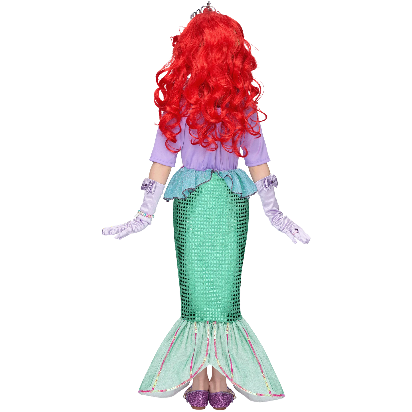 SYNCFUN Little Mermaid Costume for Girls, Cute Mermaid Costume Set with Red Wig for Kids Halloween Themed Party Role Playing Cosplay 3-7 Years