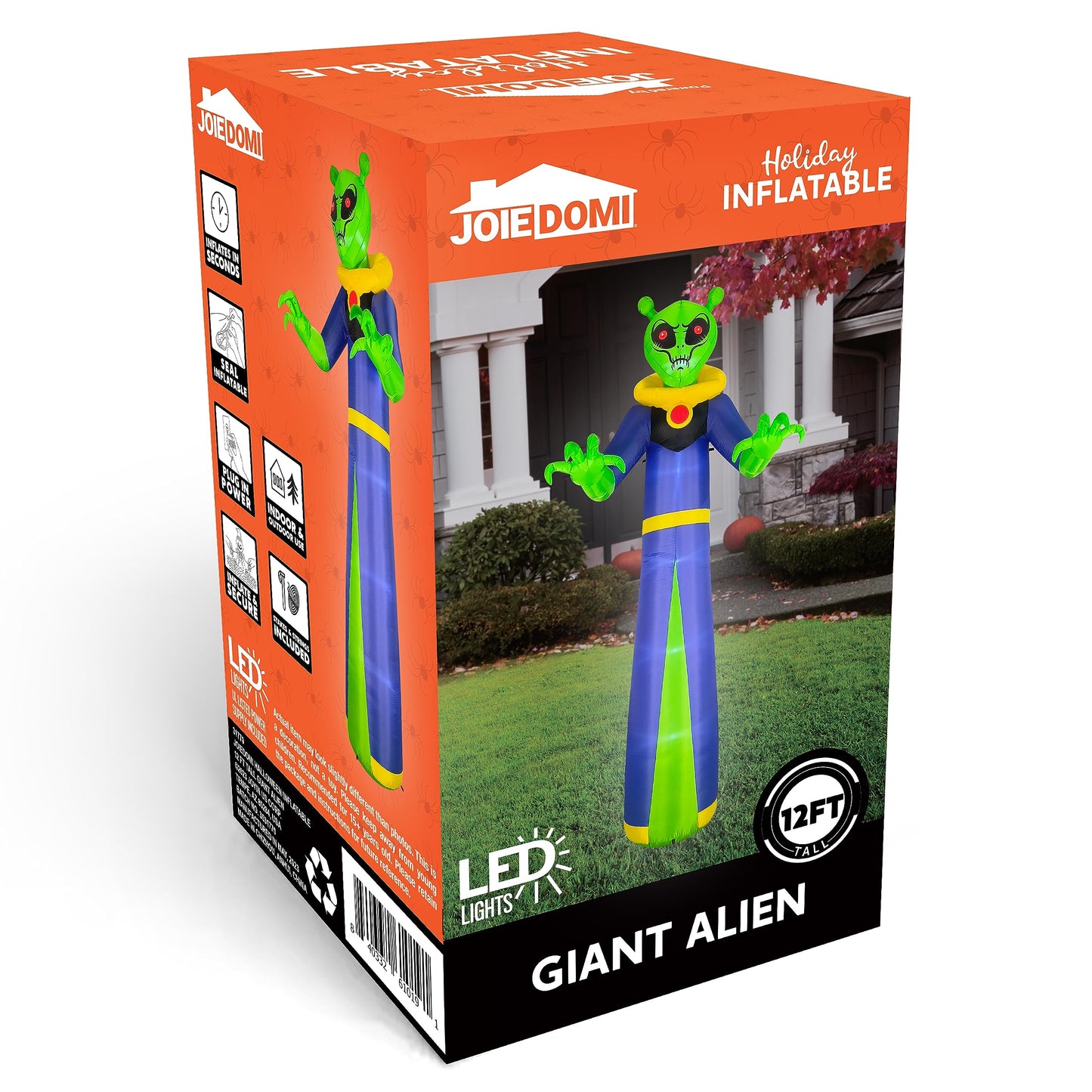 Syncfun 12 FT Halloween Inflatable Giant Alien Decoration with Built-in LEDs,Alien Wizard Ghosts Halloween Decorations Outdoor Blow Up Yard Lawn Decoration