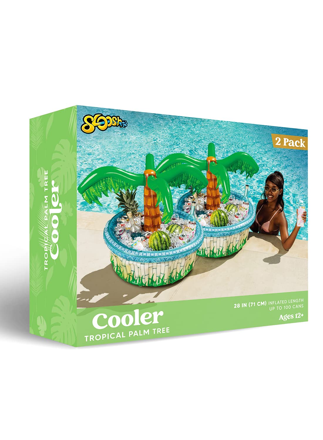 Syncfun 2 Pack Inflatable Palm Tree Cooler, 28" Inflatable Drink Cooler Luau Hawaiian Party Decoration, Beach Pool Party Supplies Accessories