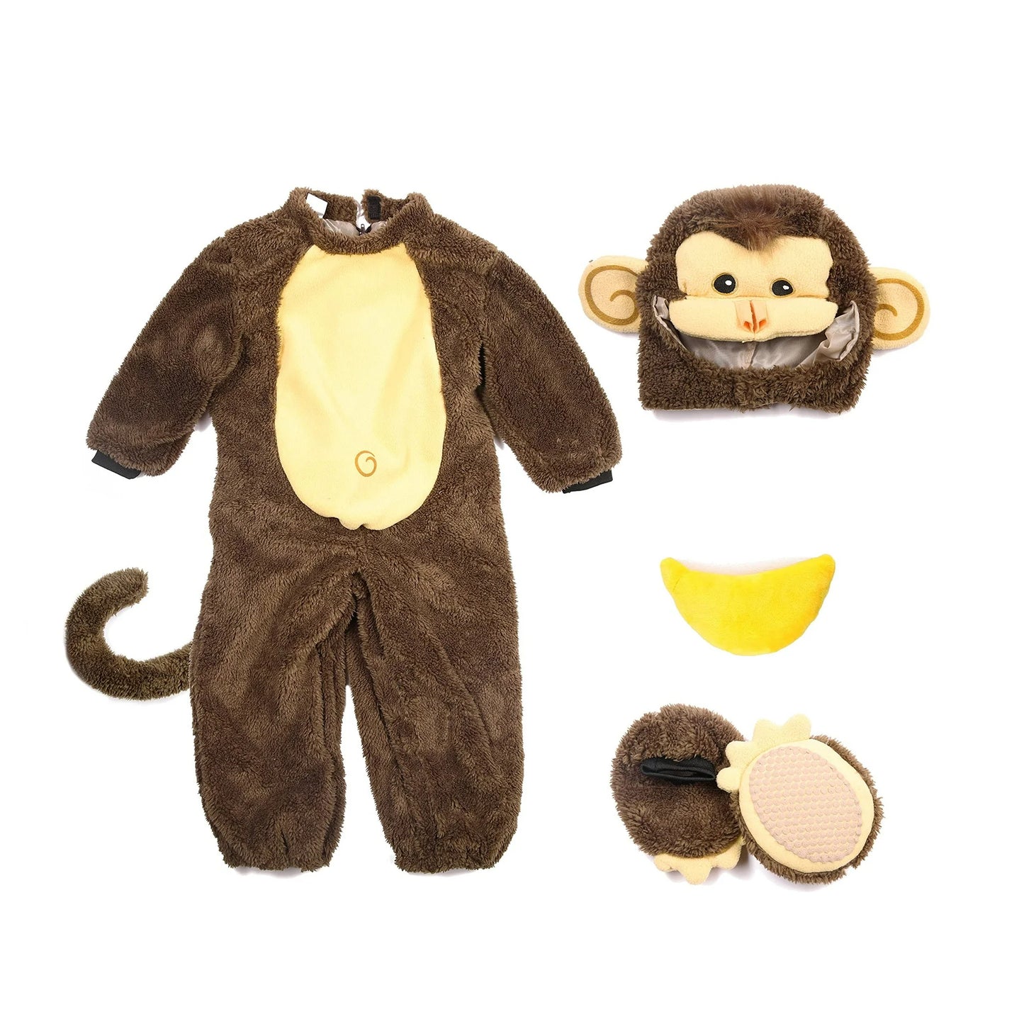 SYNCFUN Monkey Costume Set for Kids with Toy Banana, Halloween Costume, Hooded Jumpsuit Jumpsuit