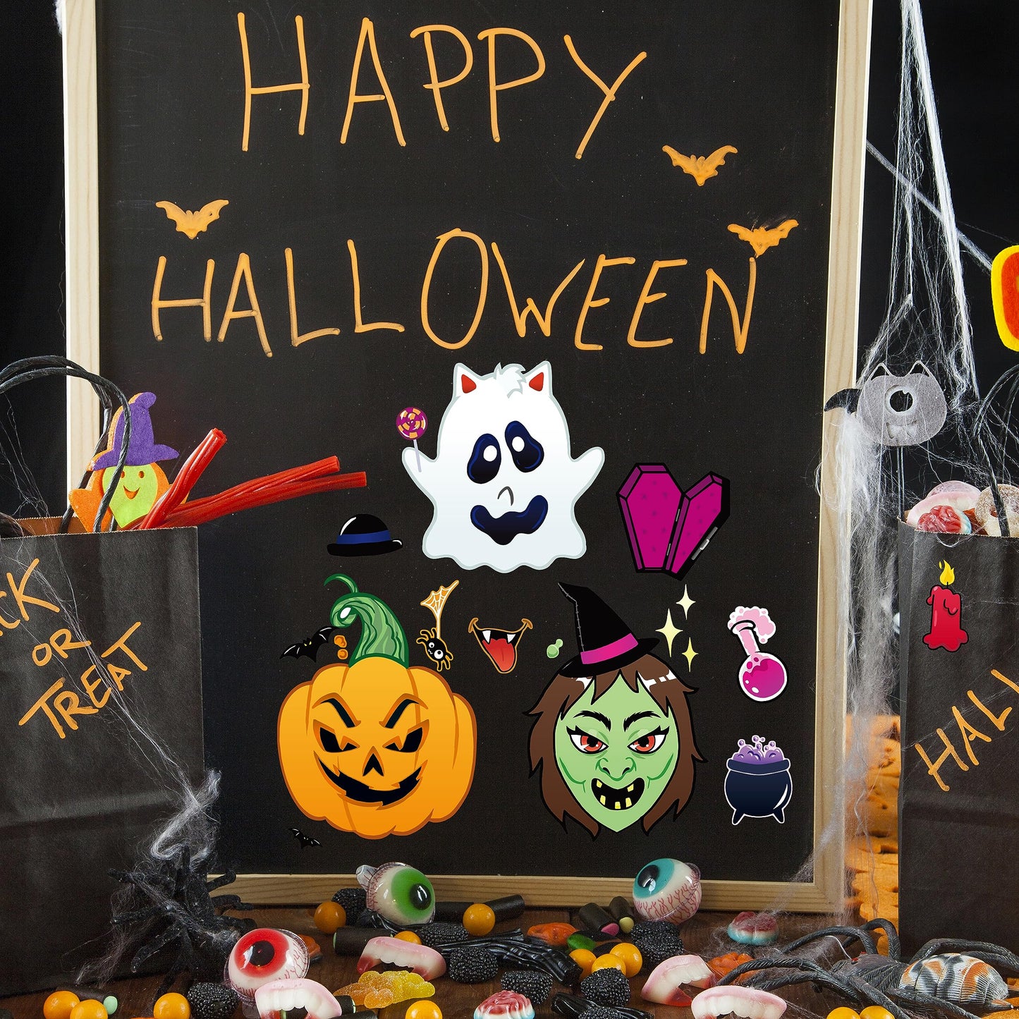 JOYIN 36 PCS Make-a-face Sticker Sheets Make Your Own Halloween Characters Mix and Match Sticker Sheets with Vampire,Witch,Frankenstein,Ghost and More Halloween Kids Party Favor Supplies Craft