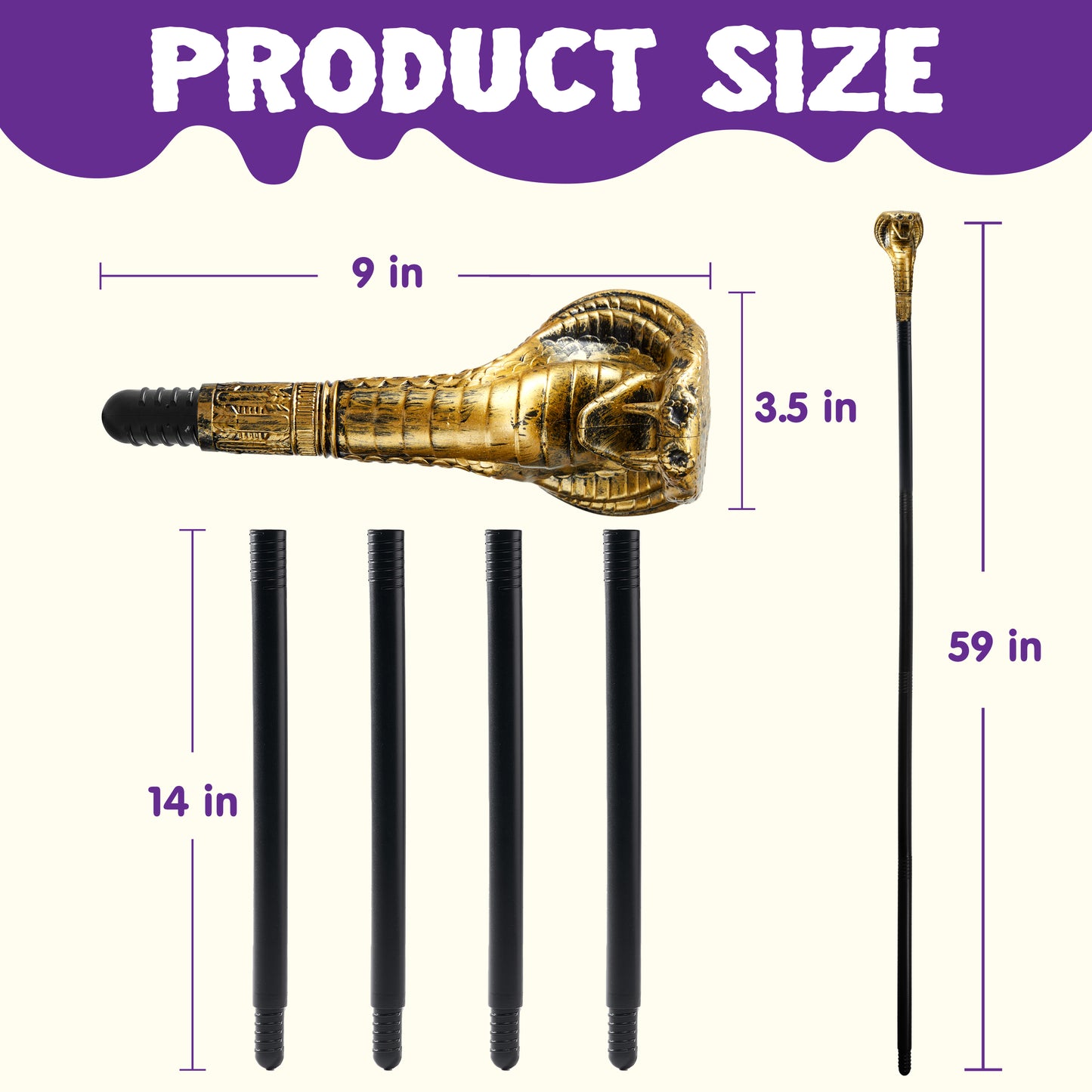 Syncfun Halloween Staff Costumes Walking Canes Walking Stick for Medusa Costume Egyptian Costume Snake Costume for Photo Prop Accessory Decorations,Halloween Dress Up Parties