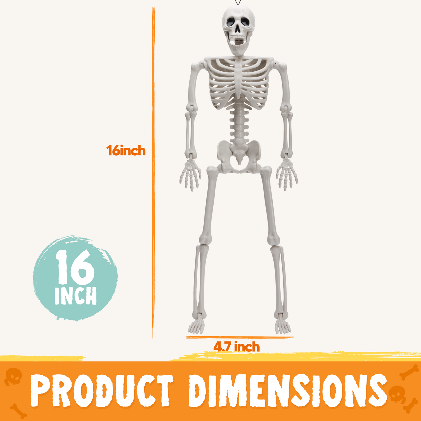 Syncfun 6 Pcs Skeleton Halloween Decorations,16 Inch Full Body Poseable Skeleton with Movable Joints for Halloween Indoor Outdoor Party,Graveyard,Haunted House Accessories