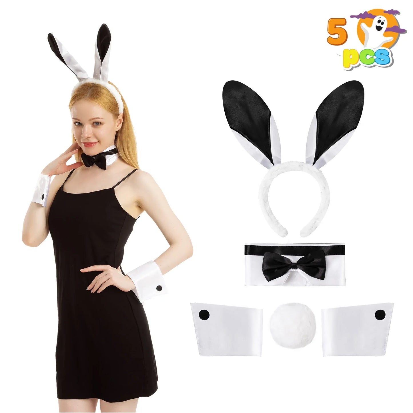 Syncfun Bunny Costume Accessories Set for Adult Women, Halloween Party Cosplay Dress UP Accessories