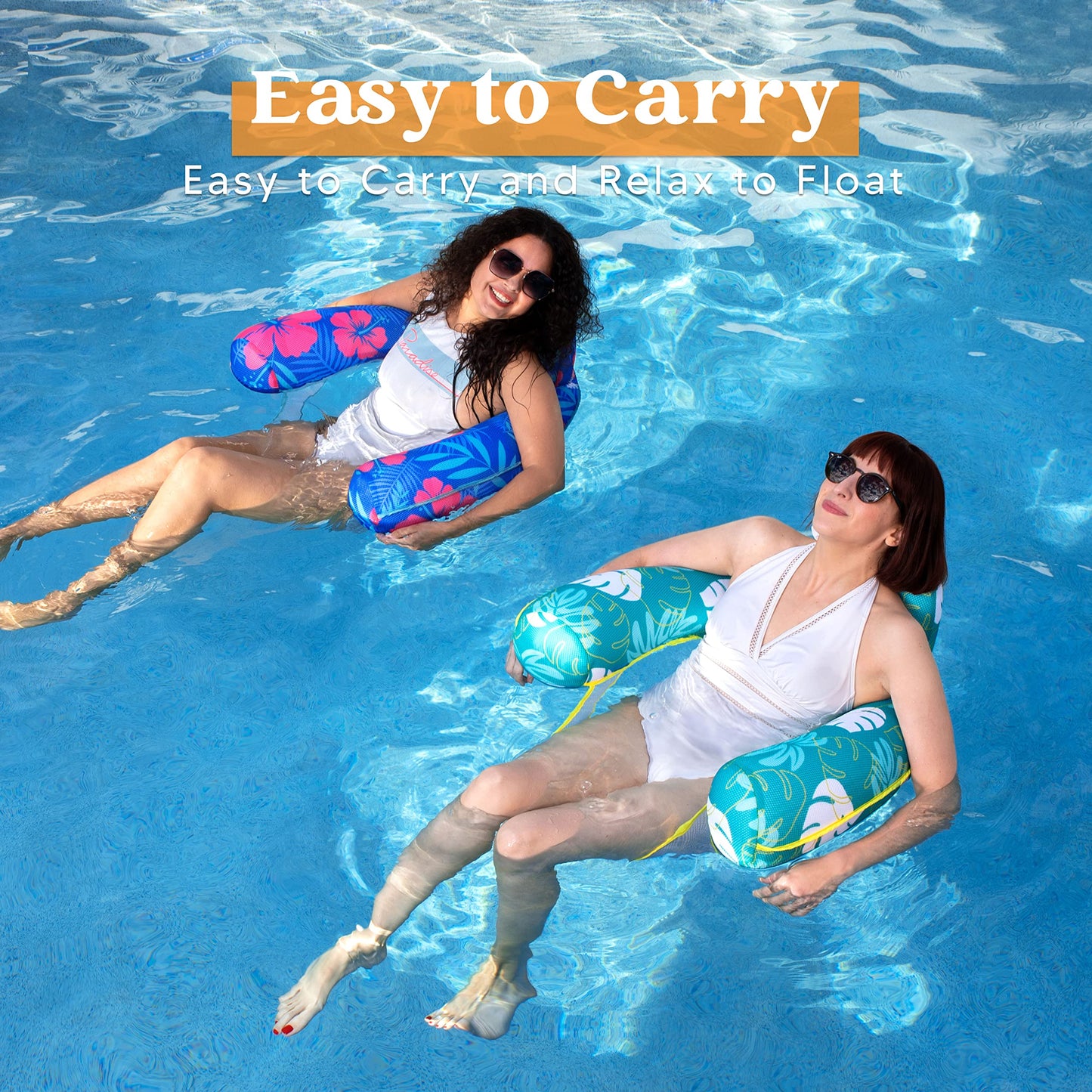 Syncfun 2 Packs Pool Floats Chairs, Inflatable Pool Noodles Floats for Adults, Pool Float Chair Lounger, Pool Float Hammock Chairs, Swimming Floaties for Party Summer Water Fun