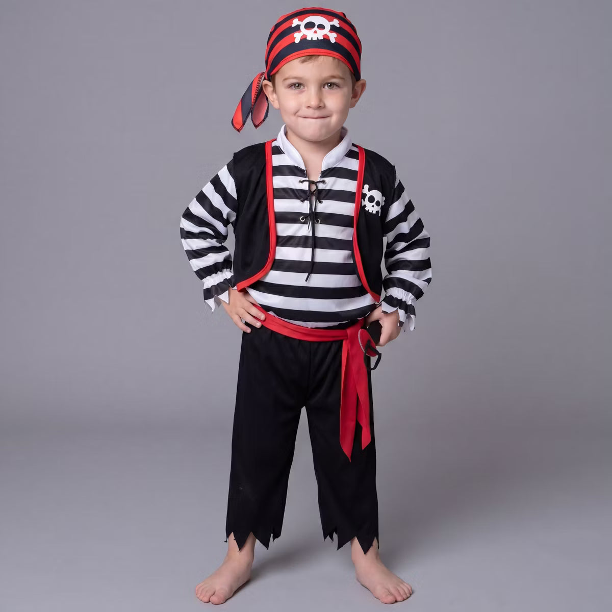 Joyfy Toddler Halloween Costume, Halloween Pirate Costume for Boys Girls, Kids Pirate Outfit Set for Halloween Dress Up Party- 18-24 months
