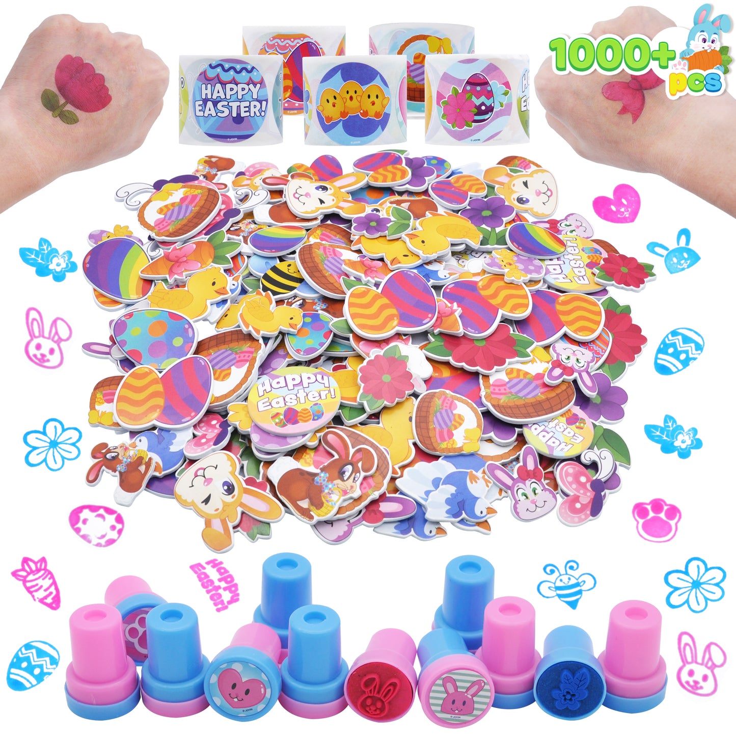 JOYFY More than 1000 Easter crafts, including stickers, stamps, foam stickers and temporary tattoos, are suitable for Easter basket mats