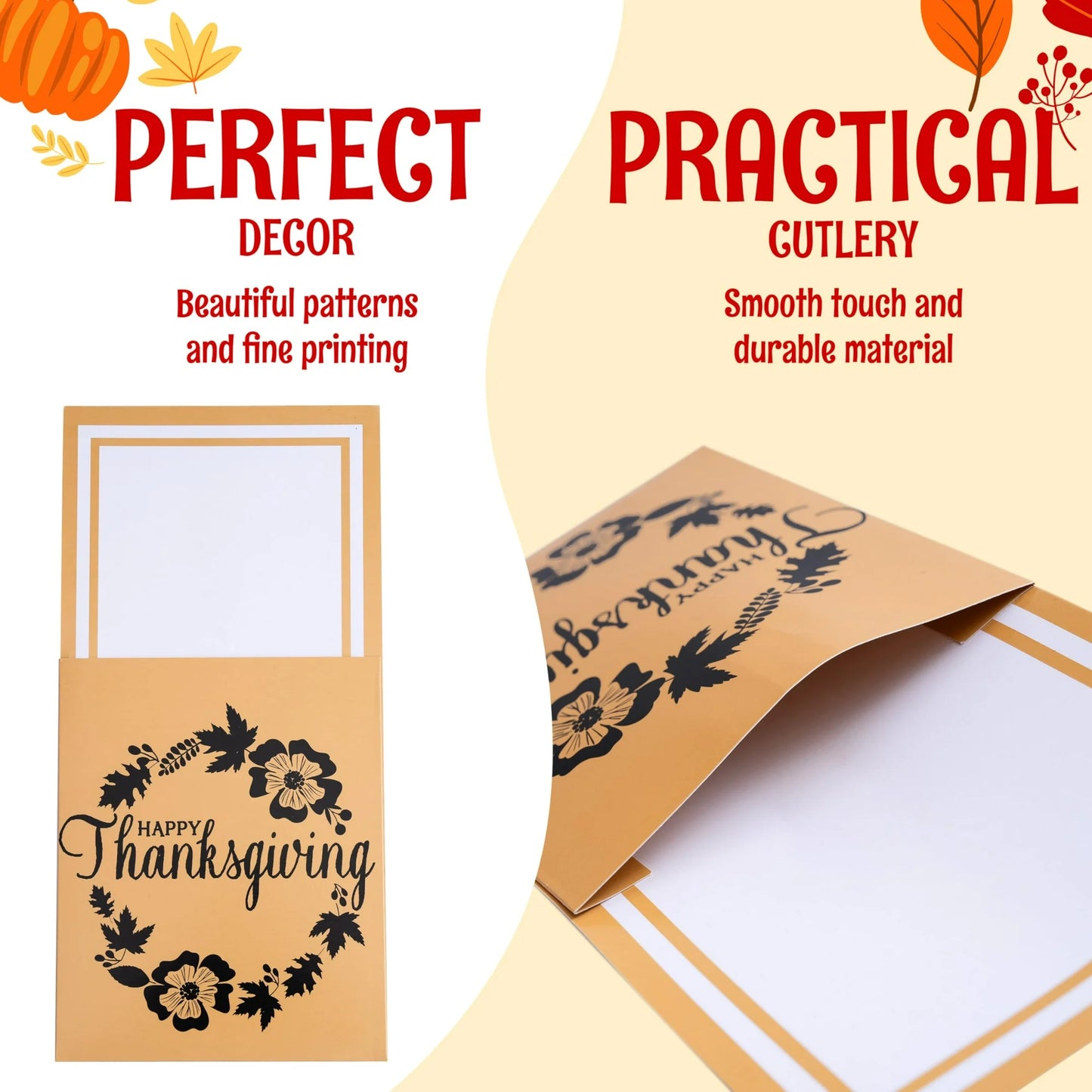 Joyfy 36 Pcs Thanksgiving Tableware Utensil Holder for Fall Party Table Decor Harvest Party Supply
