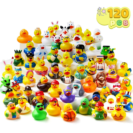 SYNCFUN 120 Pcs Rubber Ducks, Mini Rubber Duckie Toys with Mesh Carry Bag for Kids Baby Bath Shower Toys, Birthday Gifts, Summer Beach Pool Activity, Party Favors