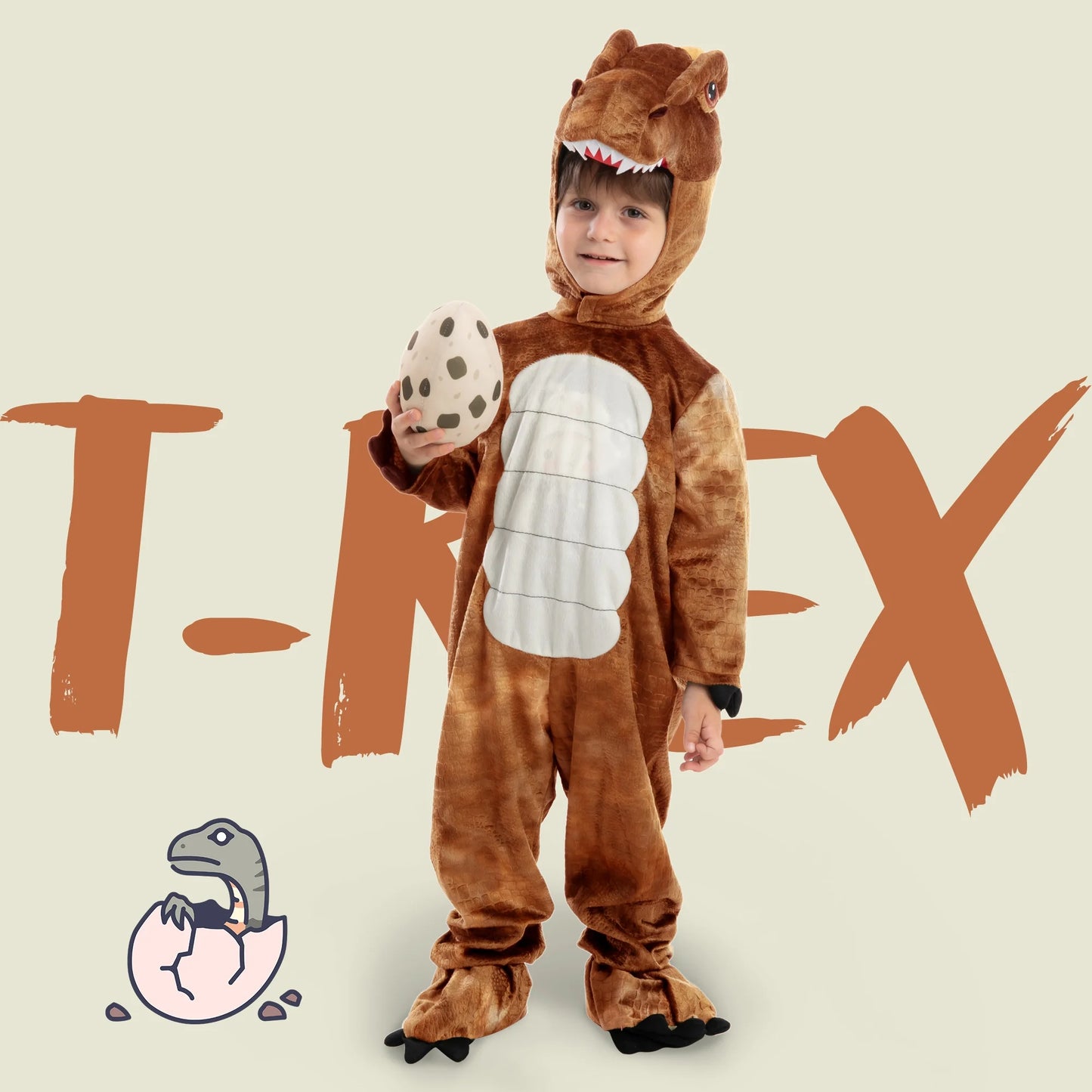 Joyfy Halloween Realistic Tyrannosaurus Rex Costume Dinosaur Onesie with Dinosaur Egg, Suitable for Children and Toddlers Halloween Dress up Party