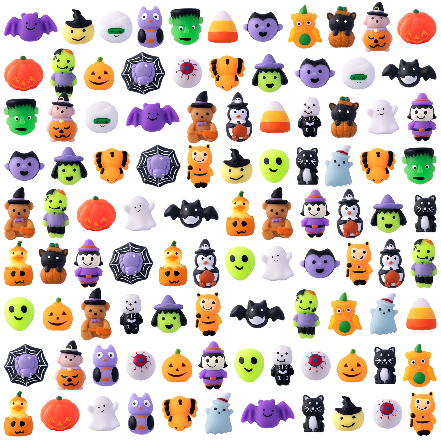 Joyfy 100 Pcs Halloween Mochi Squishy Toys,Squishy Toys for Kids,Halloween Classroom Favors Prizes Party Favors,Claw Machine Filler for Kids,Stress Relief Toys