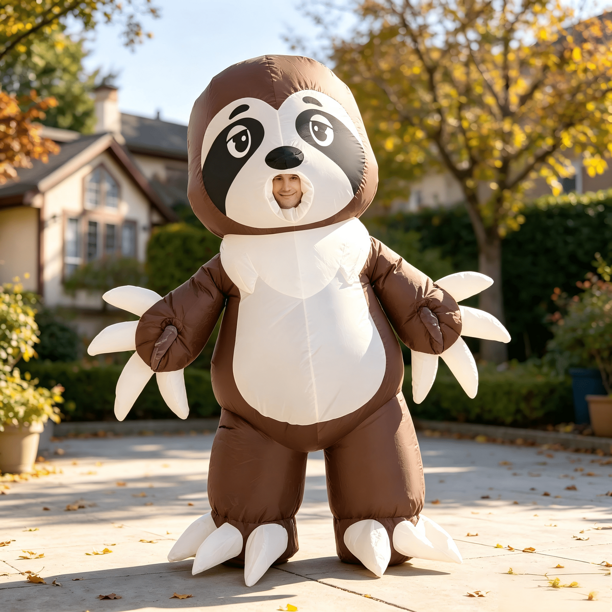 Joyfy Halloween Inflatable Costume for Adults Air Blow Up Sloth Costume Unisex Cosplay Costume for Halloween Dress Up