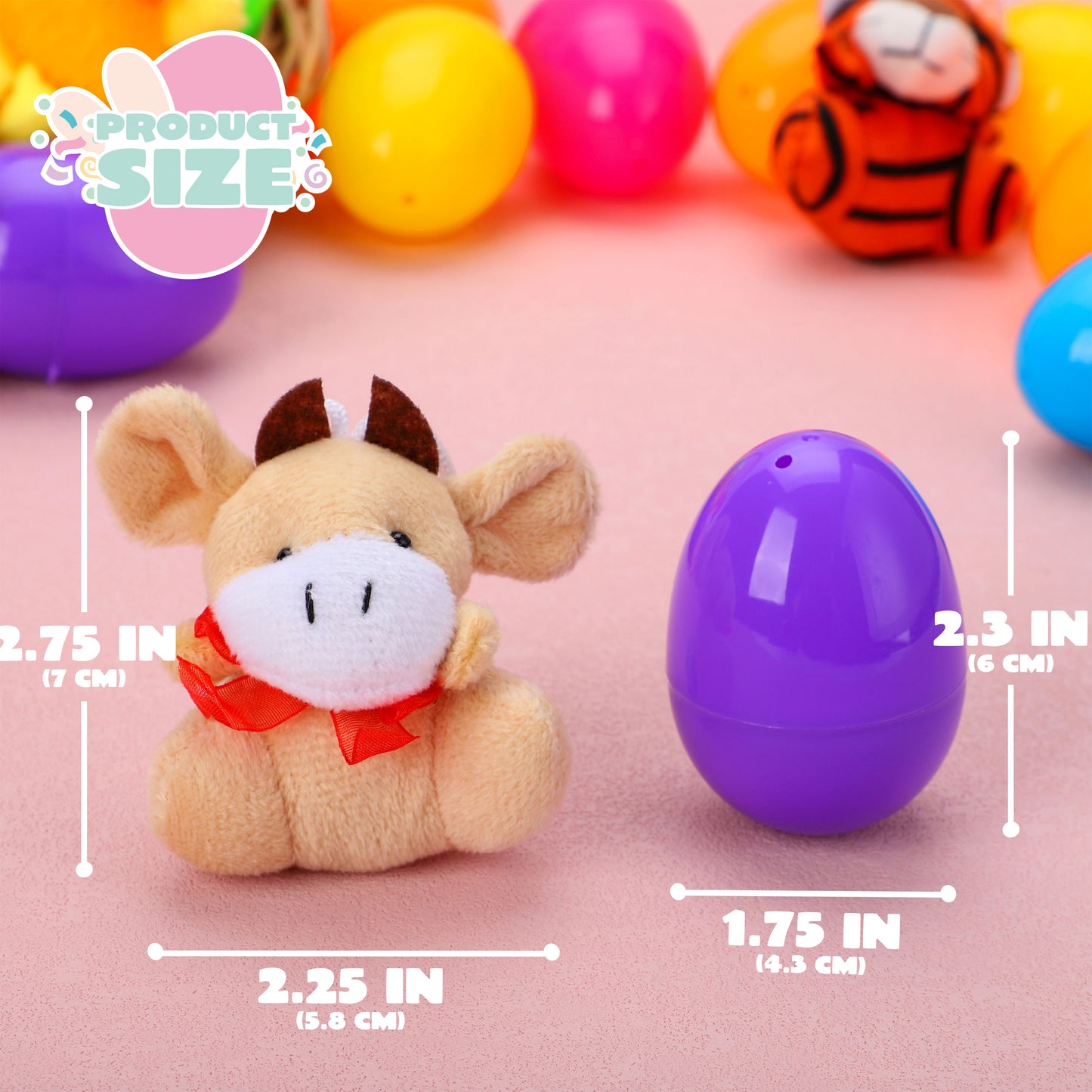Joyfy 48 Pack Prefilled Easter Eggs with Toys,Easter Eggs with Mini Stuffed Animals Plush Toys for Kids Toddler,Easter Basket Filler Egg Hunt Filler Stuffer