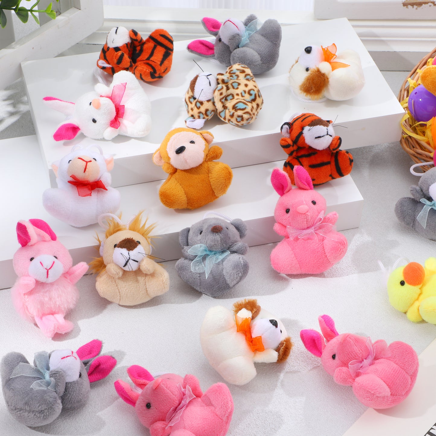 Joyfy 36 Pack Prefilled Easter Eggs with Toys,Easter Eggs with Mini Stuffed Animals Plush Toys for Kids Toddler,Easter Basket Filler Egg Hunt Filler Stuffer